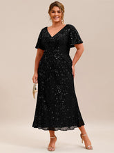 Plus Size V-Neck Sequin Embroidery Mermaid Formal Dress